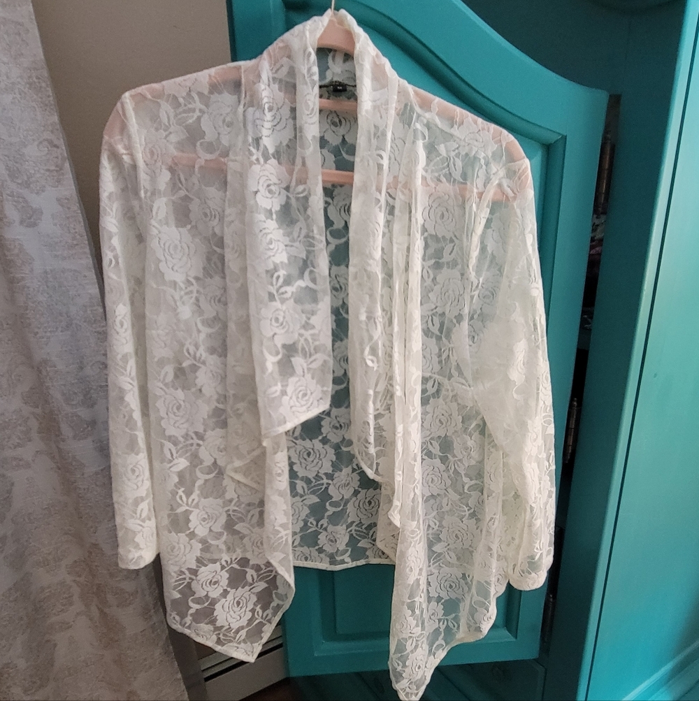 Alberto Makali Sheer White Lace Jacket